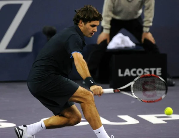 Roger Federer Suiza Compite Contra Gilles Simon Francia Partido Individual — Foto de Stock