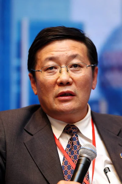Lou Jiwei Voorzitter Van China Investment Corporation Cic Spreekt Het — Stockfoto