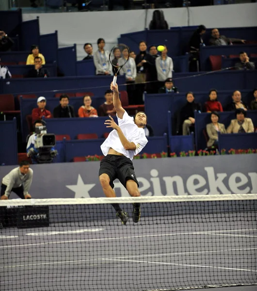 Wilfried Tsonga Fransa Nın Rekabet Rusya Nın Karşı Nikolay Davydenko — Stok fotoğraf