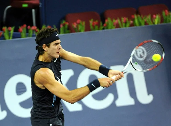 Juan Martin Del Potro Argentina Tävlar Mot Novak Djokovic Serbien — Stockfoto