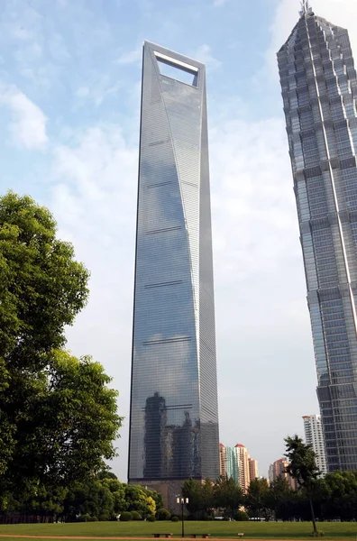 Vista Del Centro Financiero Mundial Shanghai Izquierda Torre Jinmao Distrito —  Fotos de Stock