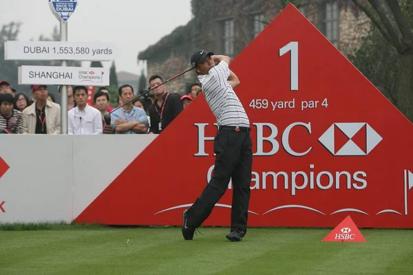 Zhang Lianwei China Lanza Durante Primer Día Del Torneo Golf — Foto de Stock