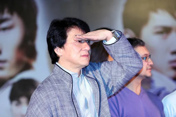 Hollywood Kungfu Star Jackie Chan Press Conference Film Wushu Beijing — Stock Photo, Image