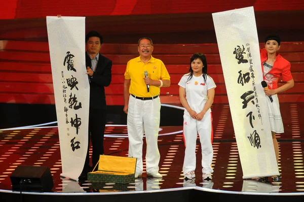 Chen Xiexia Médaillée Haltérophilie Féminine Première Chinas Remporter Aux Jeux — Photo