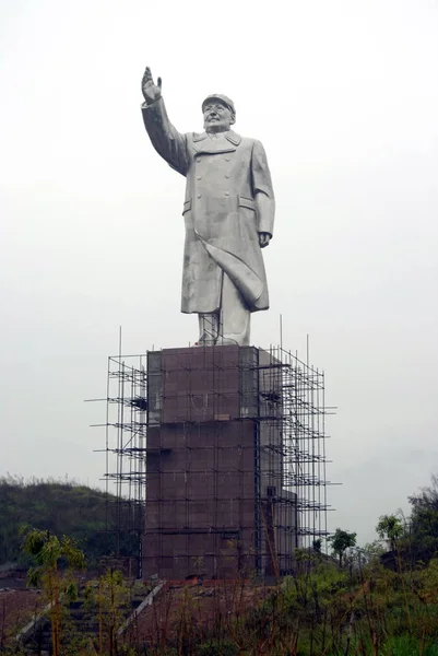 Вид Метр Зріст Нержавіючої Сталі Статуя Mao Zedong Чунцин Медичного — стокове фото