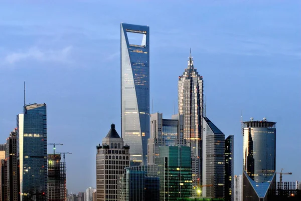 Uitzicht Shanghai World Financial District Hoogste Links Jinmao Tower Hoogste — Stockfoto