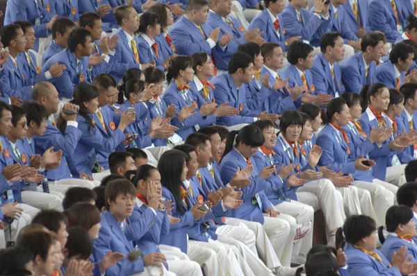 Kinesiska Paralympics Delegationsmedlemmar Öppningsceremonin Paralympiska Byn Före Beijing 2008 Paralympics — Stockfoto