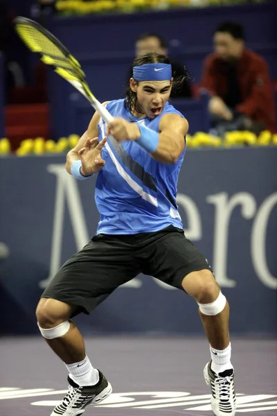 Rafael Nadal España Compite Contra Novak Djokovic Serbia Durante Partido — Foto de Stock