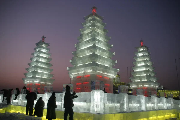 Vue Monde Des Glaces Des Neiges Harbin Province Heilongjiang Nord — Photo