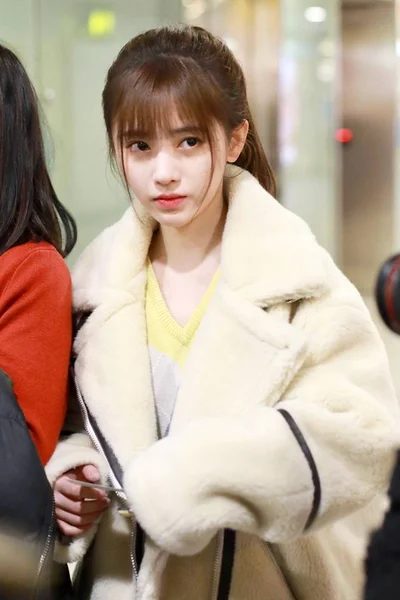 Chinese Actrice Zangeres Jingyi Arriveert Beijing Capital International Airport Voor — Stockfoto