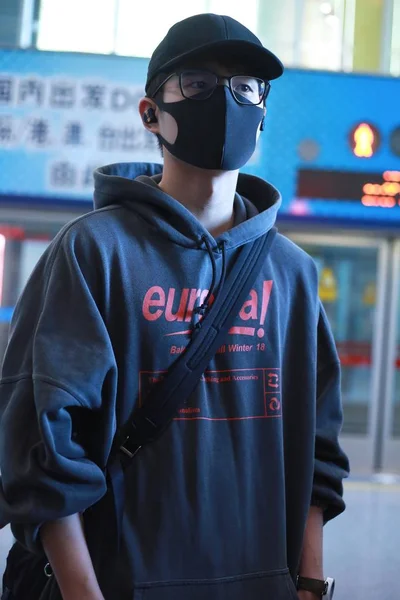 中国演员刘浩然于2019年2月15日抵达北京首都国际机场 然后出发 — 图库照片
