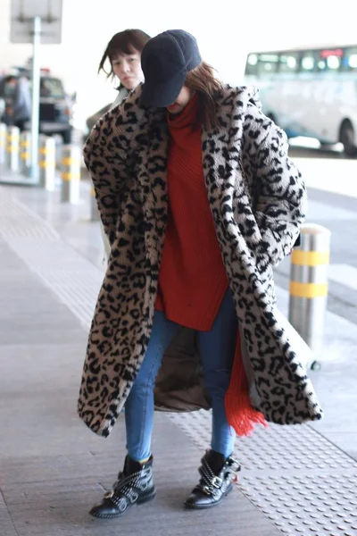 Cantante Taiwanese Jolin Tsai Arriva All Aeroporto Internazionale Pechino Capital — Foto Stock