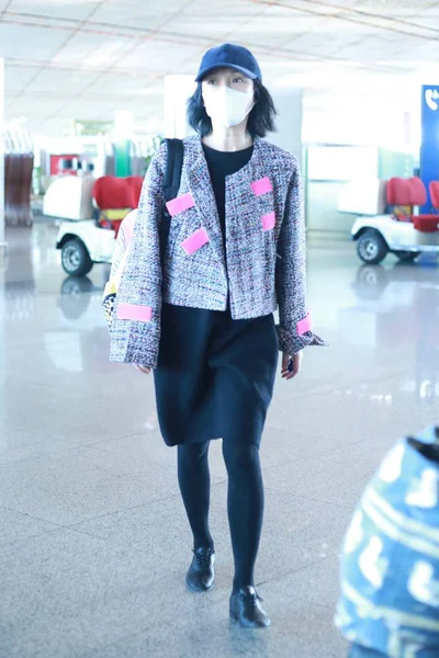 Actrice Chinoise Zhou Xun Arrive Aéroport International Pékin Pékin Chine — Photo