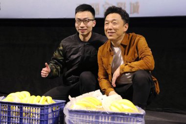 Chinese actor and director Huang Bo attends a promotional event for the new film 