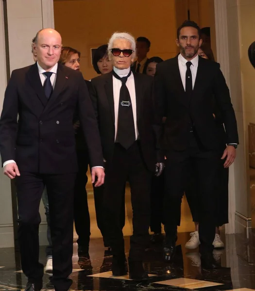 Diseñador Moda Alemán Karl Lagerfeld Centro Asiste Gran Ceremonia Moda — Foto de Stock