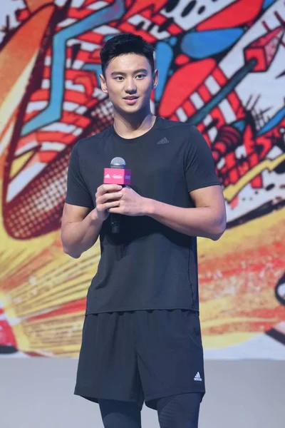 Chinese World Swimming Champion Ning Zetao Attends Promotional Event Adidas — Stock Photo, Image