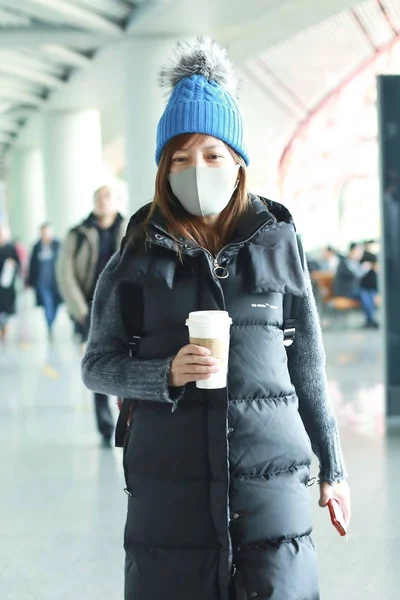 Die Chinesische Schauspielerin Zhao Wei Trifft Vor Ihrem Abflug Februar — Stockfoto