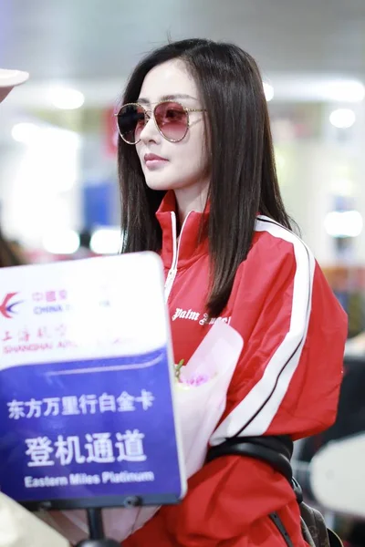 Chinese Actrice Crystal Zhang Zhang Tianan Arriveert Beijing Capital International — Stockfoto