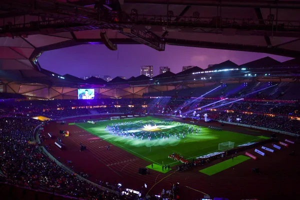 Widok Ceremonii Otwarcia Csl 2019 Chiński Football Association Super League — Zdjęcie stockowe