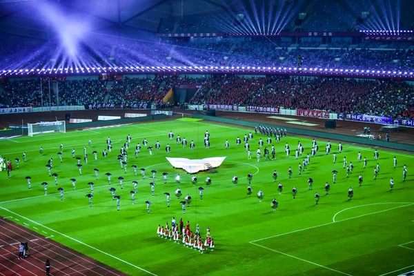 Widok Ceremonii Otwarcia Csl 2019 Chiński Football Association Super League — Zdjęcie stockowe