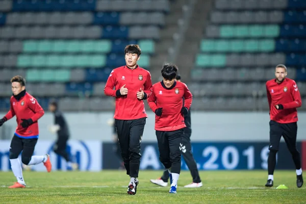 Players South Korea Gyeongnam Take Part Training Session Group Match — Stock Photo, Image