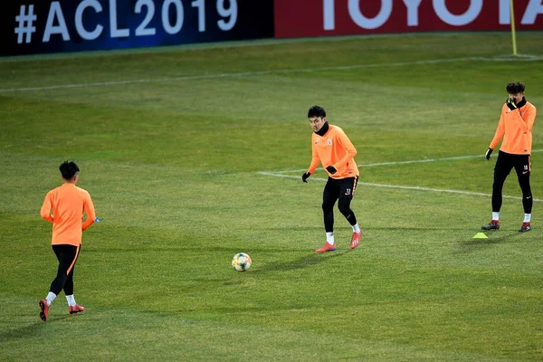 Luneng Shandong Čína Hráči Zúčastnit Tréninku Před Zápasem Skupiny Proti — Stock fotografie