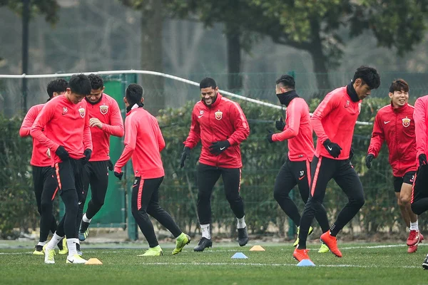 Joueurs Shanghai Sipg Chine Prendre Part Une Séance Entraînement Avant — Photo