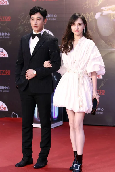 Chinese Actress Tiffany Tang Yan Her Actor Husband Luo Jin — Stock Photo, Image
