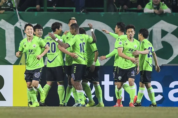 Kim Shin Wook Der Südkoreanischen Jeonbuk Hyundai Motoren Feiert Mit — Stockfoto