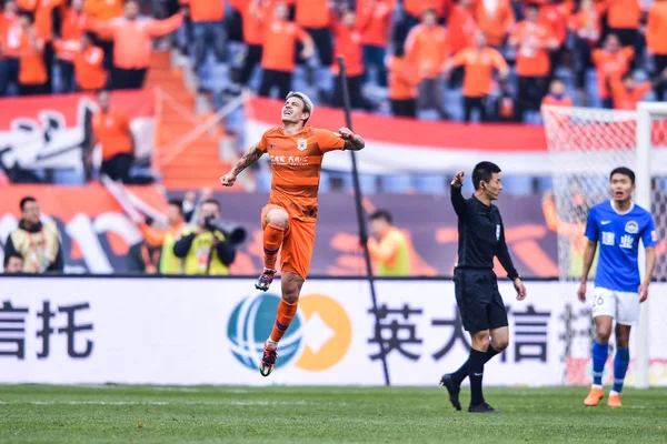 Brasilianska Fotbollsspelare Roger Krug Guedes Känd Som Roger Guedes Shandong — Stockfoto