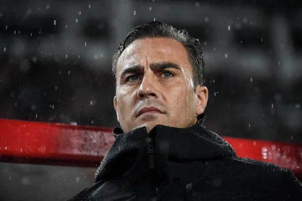 Pelatih Kepala Fabio Cannavaro Dari Guangzhou Evergrande Taobao Bereaksi Saat — Stok Foto