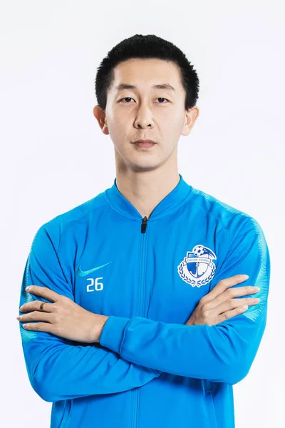 Portrét Čínského Fotbalista Cui Ming Dalian Iva 2019 Čínské Fotbalové — Stock fotografie