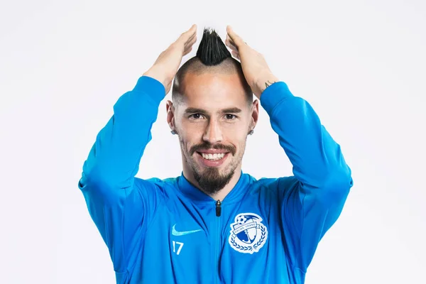 Portrét Slovenský Fotbalový Reprezentant Marek Hamsik Dalian Iva 2019 Čínské — Stock fotografie