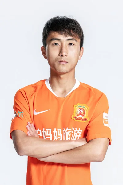 Porträtt Kinesiska Fotbollspelare Huang Bowen Wuhan Zsamtliga För 2019 Kinesiska — Stockfoto