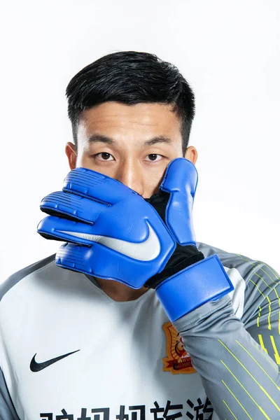 Πορτρέτο Της Κινεζικής Ποδοσφαιριστής Jia Xinyao Της Wuhan Zall Για — Φωτογραφία Αρχείου