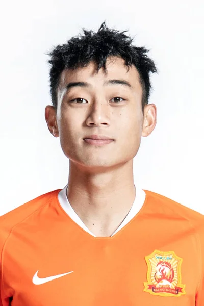 Портрет Китайський Футболіста Цзян Minwen Ухань Zall Юнайтед 2019 Китайської — стокове фото