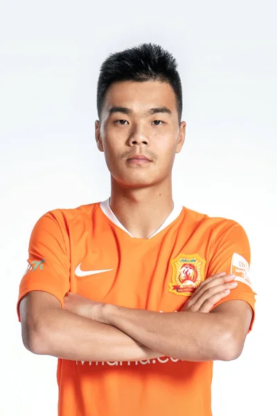 Портрет Китайський Футболіста Nie Aoshuang Ухань Zall Юнайтед 2019 Китайської — стокове фото