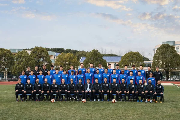 Ексклюзивні Згрупувати Постріл Гравців Шанхай Гренландії Shenhua Юнайтед 2019 Китайської — стокове фото
