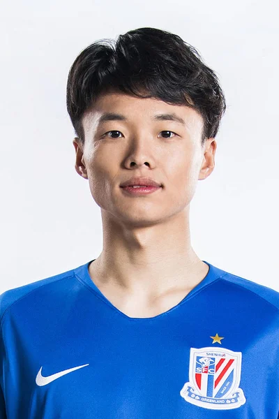 Exklusiva Porträtt Kinesiska Fotbollspelare Wang Haijian Shanghai Grönland Shenhua För — Stockfoto