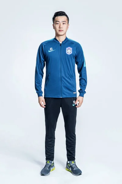 Exclusive Portrait Chinese Soccer Player Peng Rui Tianjin Teda Untuk — Stok Foto