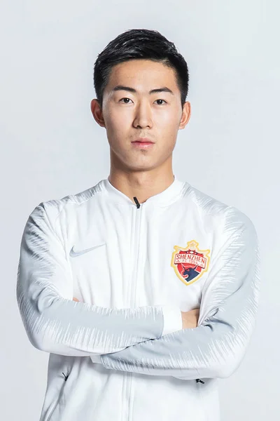 Exclusive Portrait Chinese Soccer Player Zhou Xin Shenzhen Untuk Liga — Stok Foto