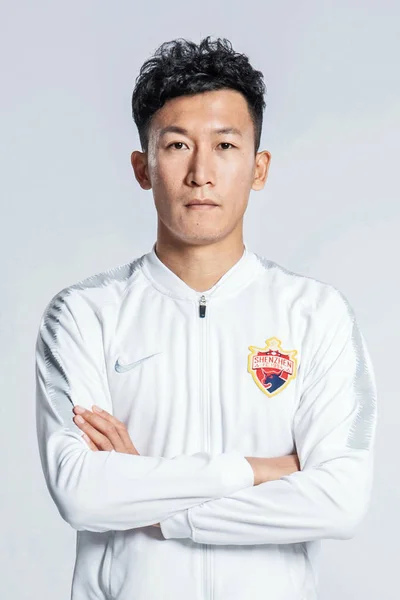 Exkluzivní Portrét Čínského Fotbalista Zhang Yuan Shenzhen 2019 Čínské Fotbalové — Stock fotografie