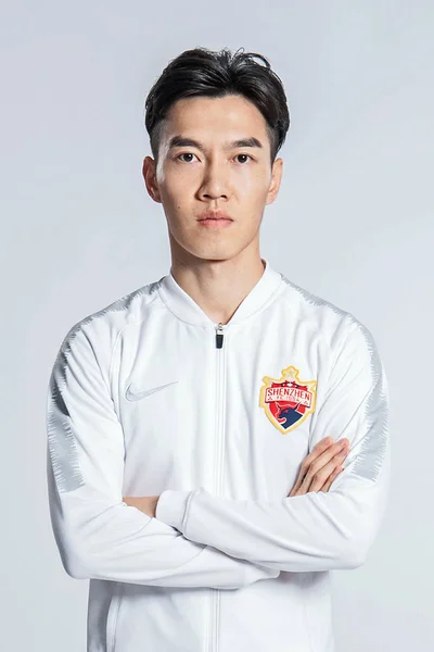 Exclusivo Retrato Futebolista Chinês Wang Chengkuai Shenzhen Para Super Liga — Fotografia de Stock