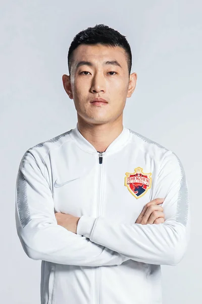 Exclusive Portrait Chinese Soccer Player Zhen Shenzhen Untuk Liga Super — Stok Foto