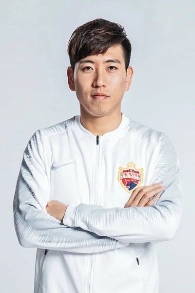 Exclusif Portrait Footballeur Chinois Wang Dalong Shenzhen Pour Super Ligue — Photo