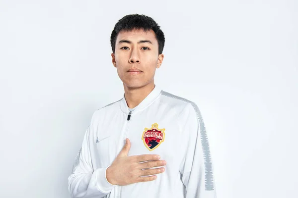 Exclusive Portrait Chinese Soccer Player Wang Yicheng Shenzhen Untuk Liga — Stok Foto