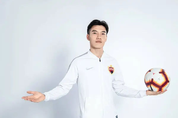 Exclusive Portrait Chinese Soccer Player Wang Chengkuai Shenzhen Untuk Liga — Stok Foto