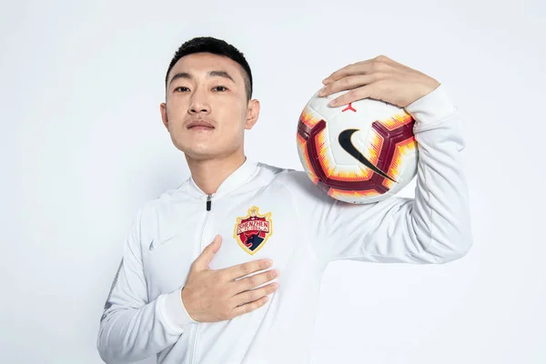 Exclusive Portrait Chinese Soccer Player Zhen Shenzhen Untuk Liga Super — Stok Foto