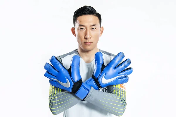 Exklusiva Porträtt Kinesiska Fotbollspelare Dong Chunyu Wuhan Zsamtliga För 2019 — Stockfoto