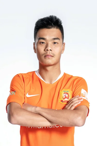 Exclusive Portrait Chinese Soccer Player Nie Aoshuang Wuhan Zall 2019 — Stock Photo, Image